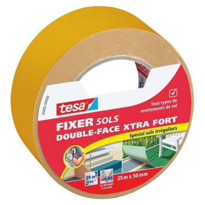 TESA Ruban adh&eacute;sif extra fort double face sols irr&eacute;guliers 25m x 50mm