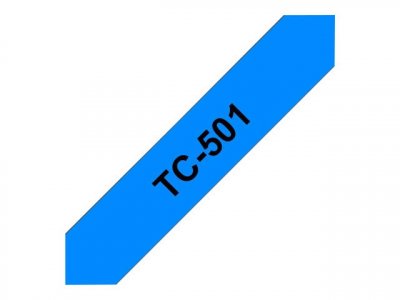 BROTHER Ruban thermique en cassette 12mm TC-501 Noir sur Bleu