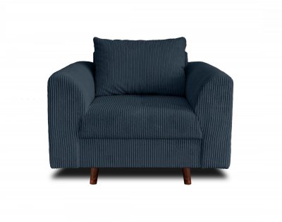 LISA DESIGN Rune - fauteuil - en velours c&ocirc;tel&eacute; -  - bleu nuit