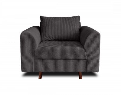LISA DESIGN Rune - fauteuil - en velours c&ocirc;tel&eacute; -  - gris fonc&eacute;