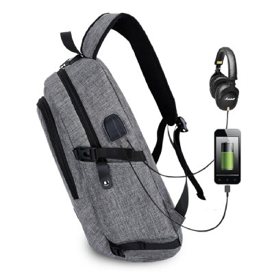 YONIS Sac &agrave; Dos Ordinateur Portable 15,6 Pouces USB Prise Casque Verrou Antivol Gris 
