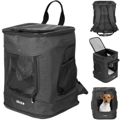 CADOCA Sac &agrave; Dos pour Animaux domestiques noir 41x30x31cm