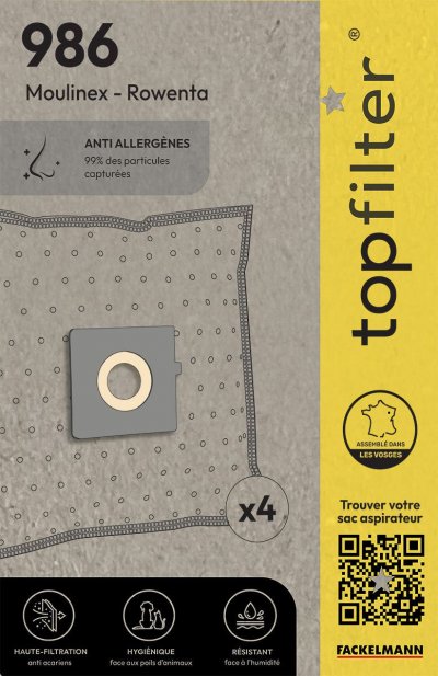  Sac aspirateur domestiques - Moulinex Z&eacute;lio - 986 - Vendu par 4