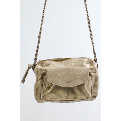PIECES Sac bandouli&egrave;re en cuir Naina Femme Gold aille unique