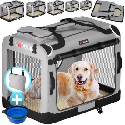 CADOCA Sac de transport pliable gris pour animaux L 70x52x50cm