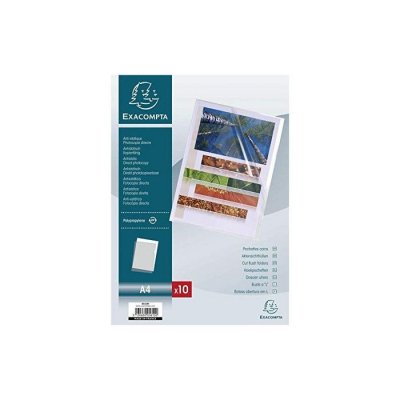 EXACOMPTA Sachet 10 Pochettes Coin Polypropyl&egrave;ne Lisse 12x100e - A4 Cristal