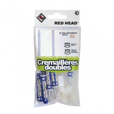 RED HEAD Sachet de 6 chevilles Mx 8 + vis 4.5x55mm + grands clips