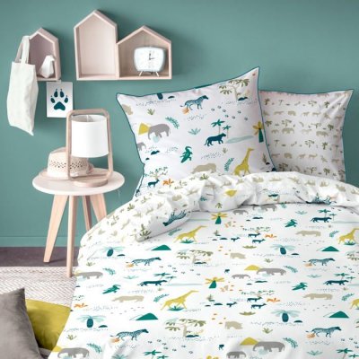 MATT & ROSE Safari 045554 lavable &agrave; 40 degr&eacute;s 200x140cm coton tissu kaki blanc