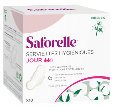 SAFORELLE  Coton Protect Serviettes Hygi&eacute;niques Jour x10