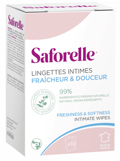 SAFORELLE Lingettes nettoyantes intime x 10 sachets individuels