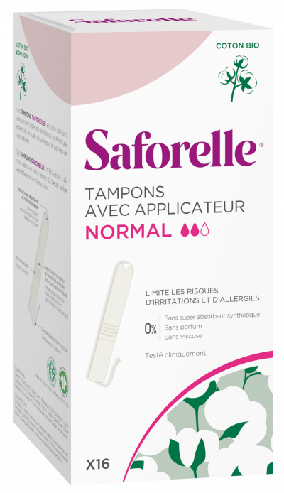 SAFORELLE  Tampons avec applicateurs en coton biologique x 16