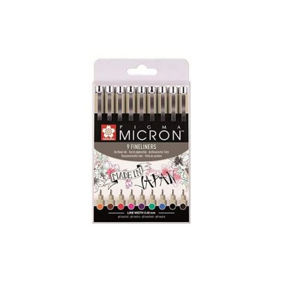 MANUTAN Sakura Pigma Micron Feutres Pointe Fine - Lot De 9 Couleurs