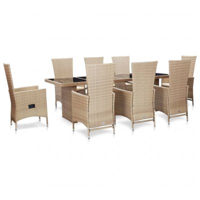VIDAXL Salle &agrave; manger de jardin 7 et 9 pi&egrave;ces - Beige - 240 x 90 x 75 cm