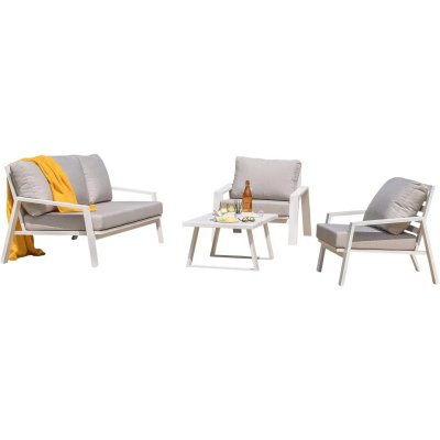 PARIS GARDEN Salon bas de jardin aluminium blanc Ibiza DCB GARDEN, 5 personnes