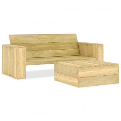 VIDAXL Salon de jardin - 1 canap&eacute; + 1 table - Bois de pin impr&eacute;gn&eacute;