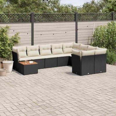 VIDAXL Salon de jardin 10 pcs avec coussins - Noir