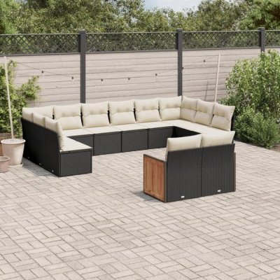 VIDAXL Salon de jardin - - 11 pcs - R&eacute;sine tress&eacute;e - Coussins amovibles - Conception modulaire