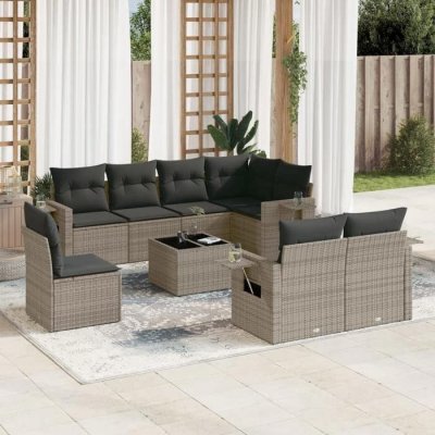 VIDAXL Salon de jardin 13 pcs avec coussins - Beige