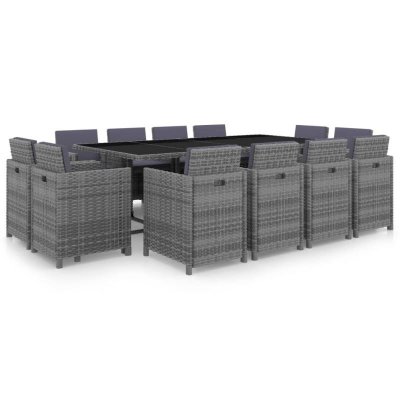 VIDAXL Salon de jardin 13 pcs avec coussins R&eacute;sine tress&eacute;e Anthracite