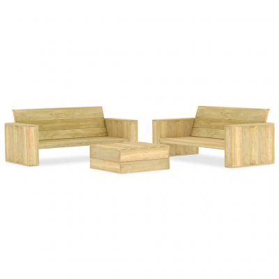 VIDAXL Salon de jardin - 2 canap&eacute;s + 1 table - Bois de pin impr&eacute;gn&eacute;