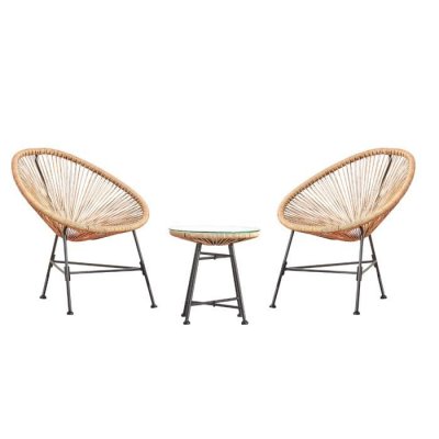 CONCEPT USINE Salon de jardin 2 fauteuils oeuf + table basse beige, acapulco - Beige