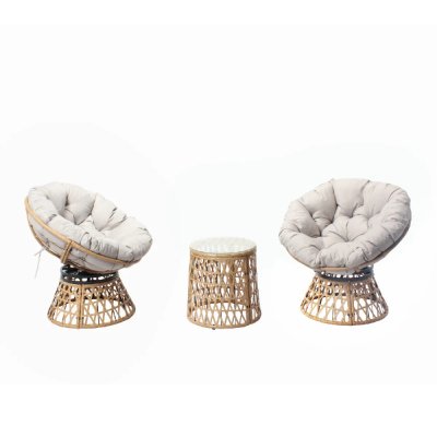 CONCEPT USINE Salon de jardin 2 fauteuils rotatifs et 1 table papazan