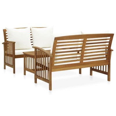 VIDAXL Salon de jardin 3 pcs avec coussins Bois d'acacia solide