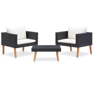 VIDAXL Salon de jardin 3 pcs avec coussins r&eacute;sine noir 76 x 67 x 60 cm