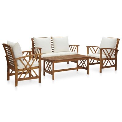 VIDAXL Salon de jardin 4 pcs avec coussins Bois d'acacia solide