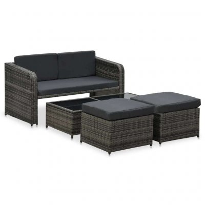 VIDAXL Salon de jardin 4 pcs avec coussins R&eacute;sine tress&eacute;e Anthracite