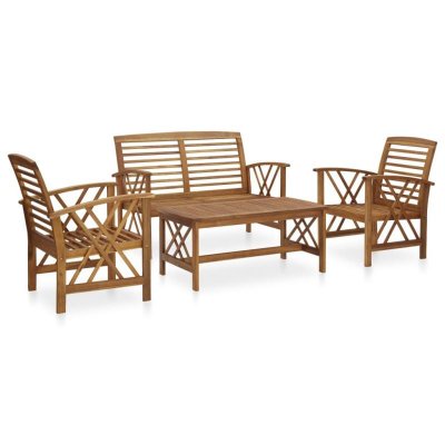 Salon de jardin 4 pcs Bois d'acacia solide Vidaxl Marron