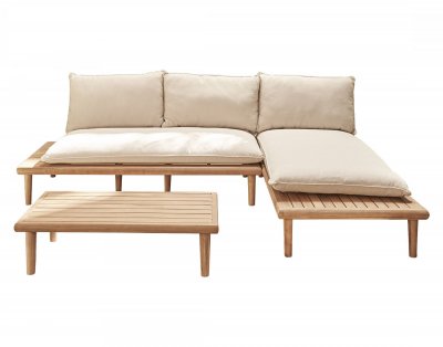 BESTMOBILIER Salon de jardin 4 places en bois bois / beige