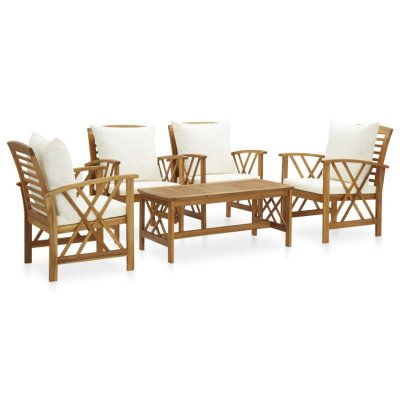 VIDAXL Salon de jardin 5 pcs avec coussins Bois d'acacia solide - 