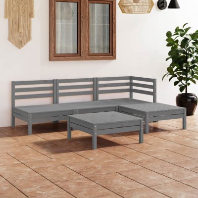VIDAXL Salon de jardin 5 pcs Bois de pin massif Gris  Gris