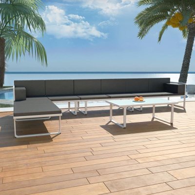 VIDAXL Salon de jardin 5 pcs Textil&egrave;ne Aluminium Noir  - Noir