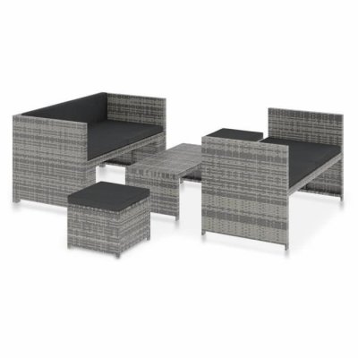 VIDAXL Salon de jardin 5 pi&egrave;ces avec coussins m&eacute;tal gris 130 x 70 x70 cm