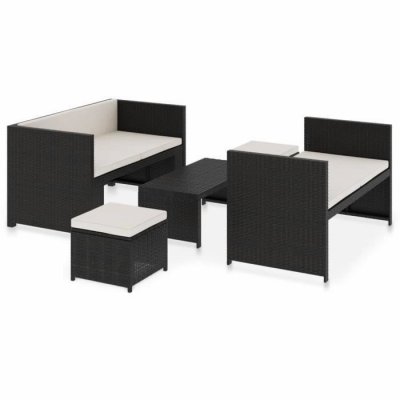VIDAXL Salon de jardin 5 pi&egrave;ces avec coussins m&eacute;tal noir 130 x 70 x70 cm