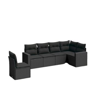 VIDAXL Salon de jardin 6 pcs avec coussins noir r&eacute;sine tress&eacute;e 