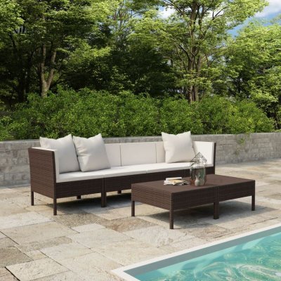 VIDAXL Salon de jardin 6 pcs avec coussins r&eacute;sine tress&eacute;e marron