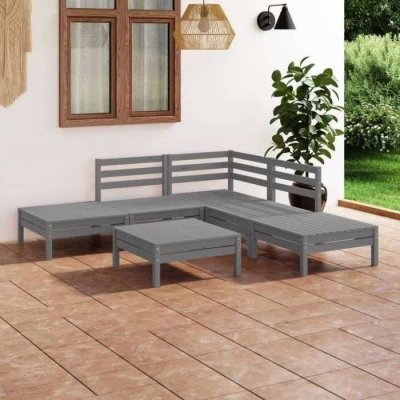 VIDAXL Salon de jardin 6 pcs Bois de pin massif Gris  Gris