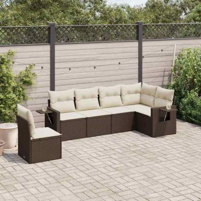 VIDAXL Salon de jardin 6 pcs marron r&eacute;sine tress&eacute;e
