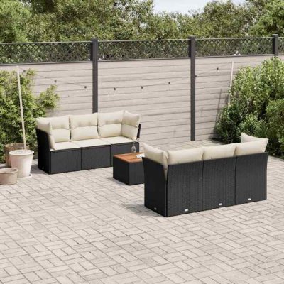 VIDAXL Salon de jardin 7 pcs - Noir r&eacute;sine tress&eacute;e