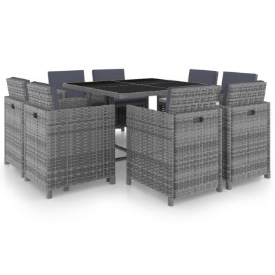VIDAXL Salon de jardin - 8 chaises + 1 table - R&eacute;sine tress&eacute;e - Anthracite