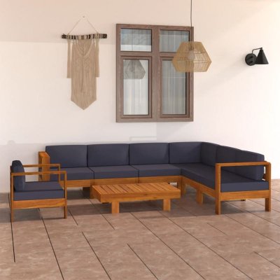 VIDAXL Salon de jardin 8 pcs avec coussins gris fonc&eacute; Bois d'acacia