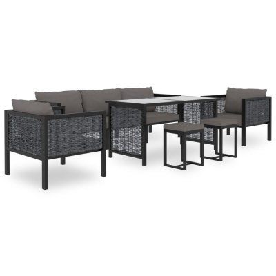 VIDAXL Salon de jardin 8 pcs avec coussins R&eacute;sine tress&eacute;e Anthracite