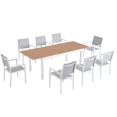 CONCEPT USINE Salon de jardin 8 places en aluminium MADEIRA