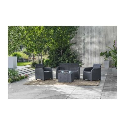 ALLIBERT BY KETER Salon de jardin  gris rotin 4 personnes 63 x 63 cm 2 pieces