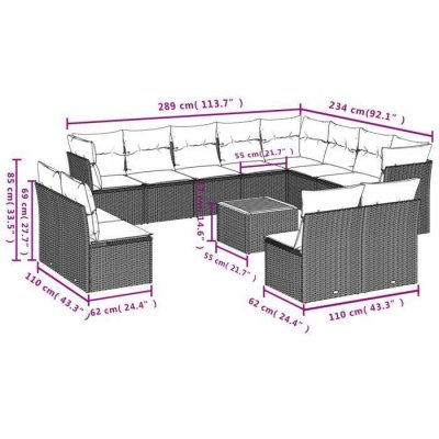 VIDAXL Salon de jardin avec coussins 13 pcs noir r&eacute;sine tress&eacute;e 3223928