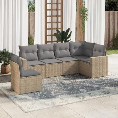 VIDAXL Salon de jardin avec coussins 6 pcs beige r&eacute;sine tress&eacute;e 3219019