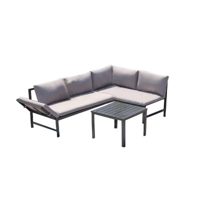 CONCEPT USINE Salon de jardin bas 4 places canap&eacute; inclinable katea - Gris
